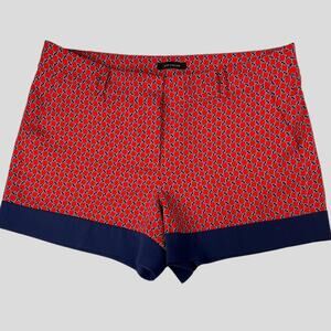 Ann Taylor Nautical Chain Print Shorts Red Blue Dressy Short Size XXL 18